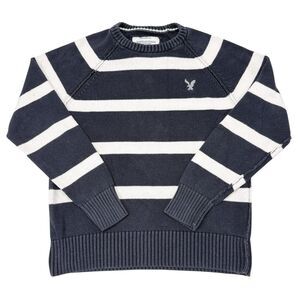 American Eagle Sweater Size Large‎ Blue Striped Vintage Fit Crew Neck Pullover